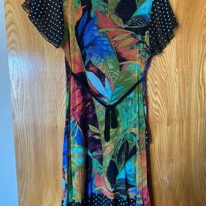 Multicolor Leaf Print Dress